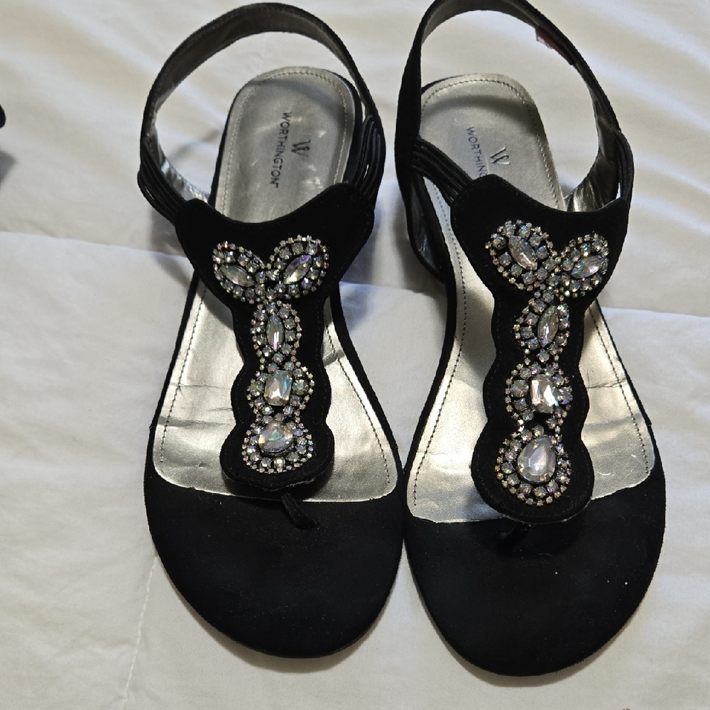 Bmworthington Black Beaded Women's Sandals